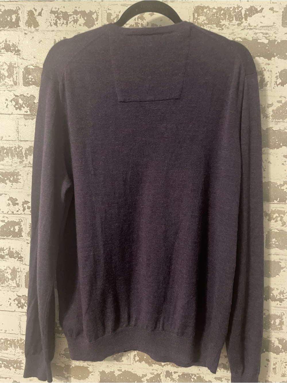 Calvin Klein Italian Merino Wool V-Neck Sweater Men’s L dark purple eggplant - Picture 6 of 8